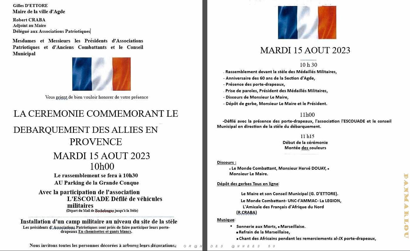 1 Cap Agde - 15 Aout 2023 -  Stele Medailles Militaires - Anniversaire 60 ans (1).jpg
